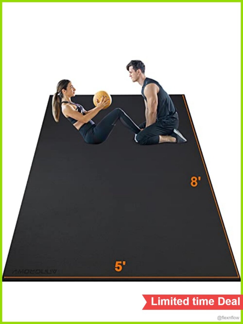 Extra Large Exercise Mat 8'x5' Heavy Duty Non-Slip PVC Gym Flooring
